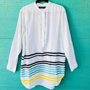 Ralph Lauren Black Label Linen Beach Popover Cover Up Dress XL Resort Tunic